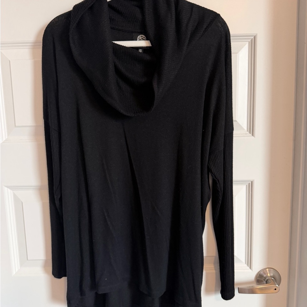 Bobeau Elegant Black Cowl Neck Sweater